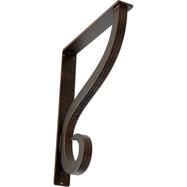 Ekena Millwork Ashford Triple, Wrought Iron Bracket, (Triple center brace), Antiqued Bronze 2"W x 12"D x 15"H BKTM02X12X15TASABZ - main